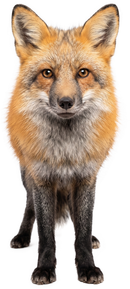 Red fox standing at Pawsitive Beginnings sanctuary in Key Largo, Florida